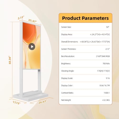 50" Digital Signage Display Kiosk 700-Nit UHD Commercial Display - Image 2