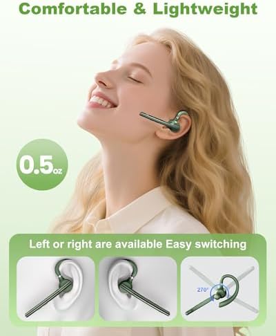 Bluetooth Headset,72H Work Single-Ear Wireless Earpiece for Cell Phone Call - Image 5