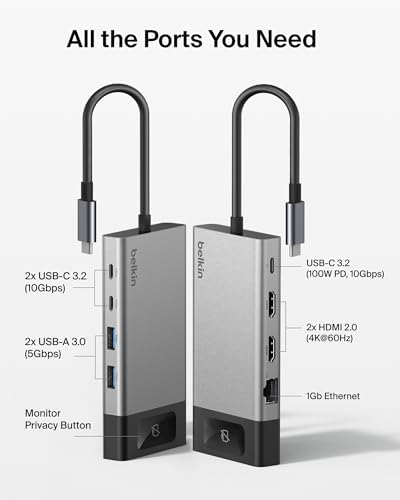 Belkin USB-C Hub 8-in-1 Dual 4K60Hz Display 100W for Windows - Image 3
