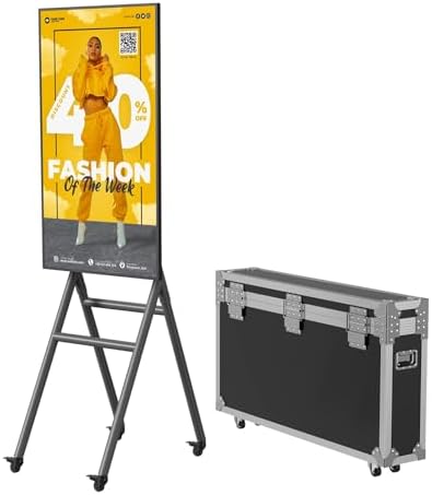 MWE 43 Inch Mobile Digital Signage Display Kiosk with Flight Case, Portable Digital Poster with Screen Mirroring App Publishing, Advertising Display Kiosk, Android OS by QIXZOCV