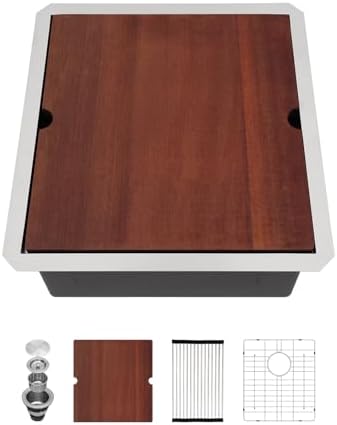 Sarlai 18 Bar Sink Undermount 18x19 Inch Workstation Kitchen Bar Pre Sinks by Sarlai