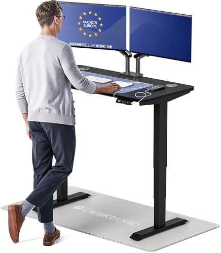 Desktronic HomePro Standing Desk 48x24 — Made in Europe, Ergonomic Sit Stand Home Office Desk, Electric Height Adjustable, Dual Motor, USB & USB-C Charging, Wobble-Free, Touchscreen, 3 Memory Presets by Desktronic