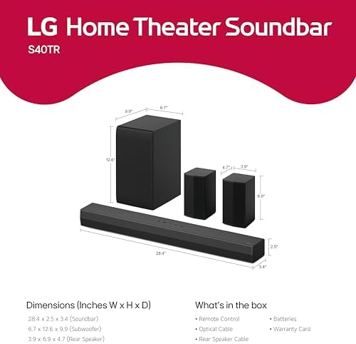 LG S40TR 4.1 ch. Home Theater Soundbar with Rear Surround Speakers and Wireless Subwoofer, Wow Interface, Dolby Audio, AI Sound Pro, Amazon Exclusive - Black - Image 6