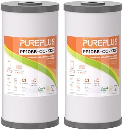 PUREPLUS 10" x 4.5" Whole House Heavy Metal Reduction Water Filter,2 PACK by PUREPLUS