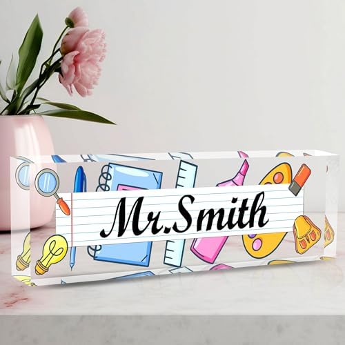 Acrylic Personalized Office Desk Name Plate, Teacher Appreciation Gifts by AeekdookWoodenPuzzles