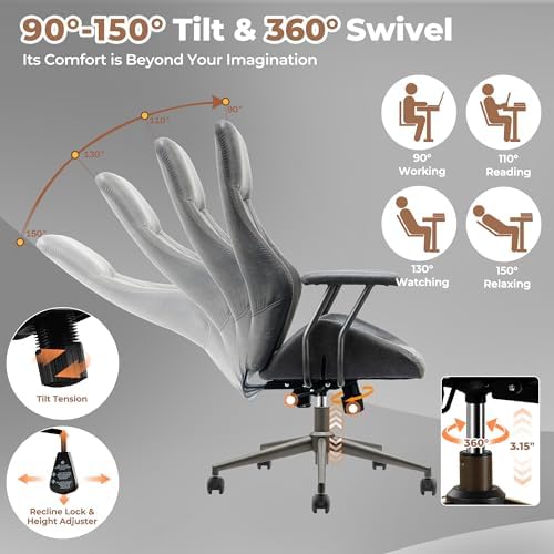 ovios Ergonomic Office Chair, High-Back Faux Suede Computer Executive Chair - Image 4