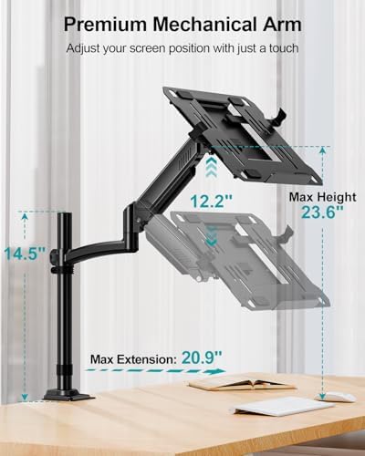 MOUNT PRO Laptop Arm Desk Mount for Max 22lbs 17" Laptop & Max 32" Monitor - Image 6