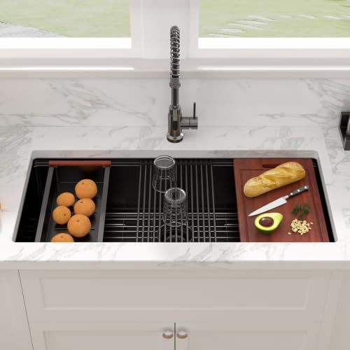 Sarlai 39 Matte Black Undermount Kitchen Sink Workstation Sinks 39x19 Inch - Image 2