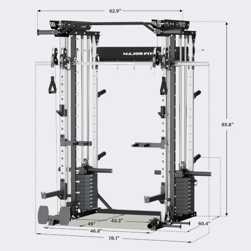 Major Fitness Drone MAX V Smith Machine with Weight Stacks, All-in-One Home Gym Squat Rack--2500LB Capacity, Dual LAT Pull-Down Systems & Cable Crossover Machine, Heavy-Duty Full-Body Workout Machine - Image 6