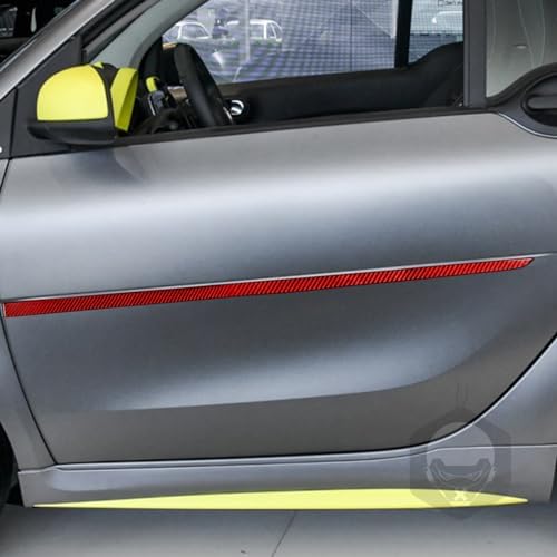 Real Soft Red Carbon Fiber Car Outer Door Panel Anti-Scratch Strip Cover Trim Sticker Auto Exterior Decoration Accessories Compatible with Benz Smart 2016 2017 2018 2019 2020 2021 - Image 3