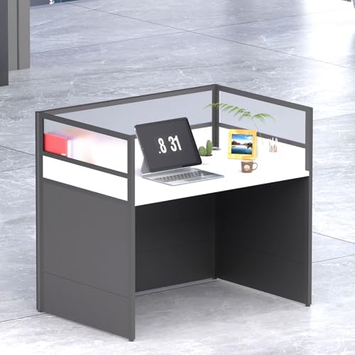 Nykto 1-Person Office Cubicle Desk Workstation w/Mute Privacy Panels, Black by Nykto