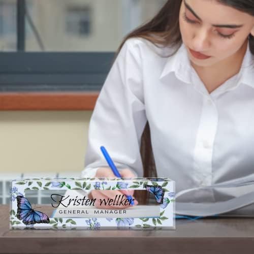 Personalized Office Name Plate for Desk, Custom Employee Appreciation Gifts, Acrylic Desk Name Plate Funny, Desk Decorations Gift, Acrylic Desk Ornaments (Purple Blue Butterfly) - Image 7