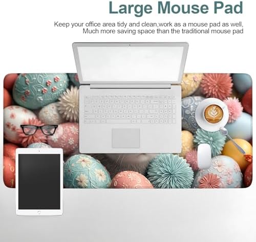 Easter Bunny Gaming Mouse Pad 35.4"x15.7" Large Extended Pad Desk Mat Anti-Slip Rubber Base & Durable Stitched Edges for Gamers Smooth Mouse Pad Writing Surface for Desk Office/Home - Image 7