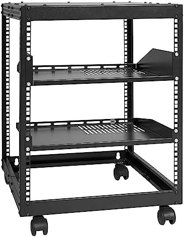 VEVOR 12U Open Frame Server Rack, 23-40 in Adjustable Depth, Free Standing or Wall Mount Network Server Rack, 4 Post AV Rack with Casters, Holds All Your Networking IT Equipment AV Gear Router Modem by VEVOR