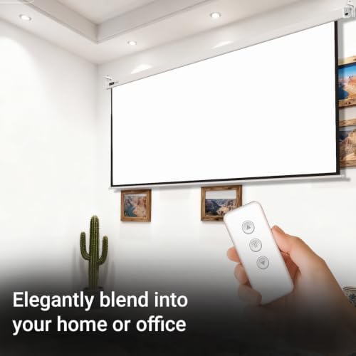 Anti-Curling Motorized Projector Screen for Non-UST by SilverMagic and Modern Design Indoor/Outdoor White Screen with White housing for Home Theater/Living Room/Patio/Office/Classroom 100 inch 16:9 - Image 3