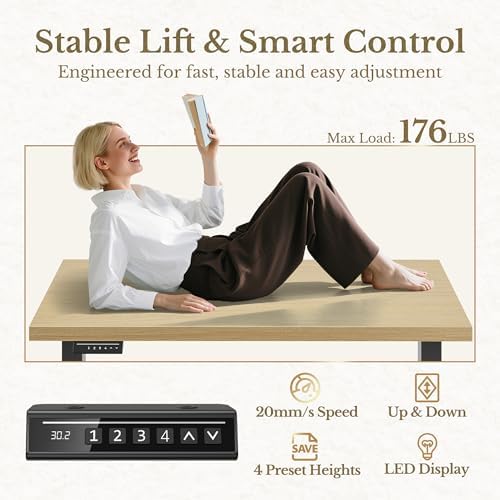 ErGear 48 X 24 Inch Height Adjustable Electric Standing Desk, Light Walnut - Image 5