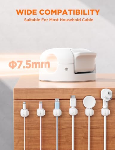 12Pack Cord Organizer, Chfeila Compact Dual Spring & Clasp Lock Cable Management Clips, Adhesive Phone Charger Keeper, Wire Holder for Nightstand/Car, Home Office Desk Accessories Decor Essentials - Image 6
