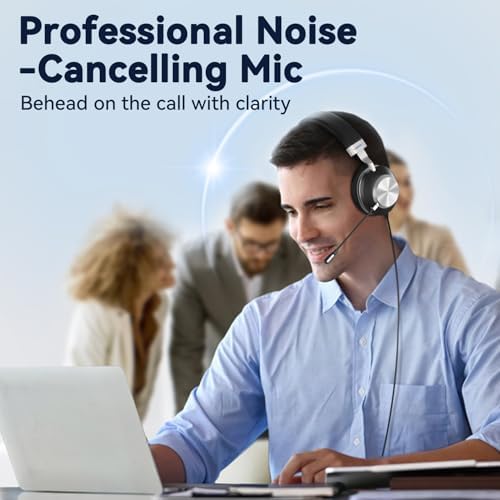 Wantek Headset wtih Mic, USB Headset with Microphone for PC, Computer Headset with Noise Canceling Microphone with Mute for Work Home Office Online Skype Zoom Meetings - Image 2