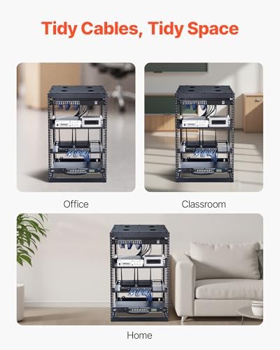 VEVOR 16U Open Frame Network Rack, 23 in Depth, Wall Mounted or Floor Standing Server Rack, Heavy Duty 4 Post, with Vented Shelves & Mounting Hardware, Holds All Your Networking IT Equipment AV Gear - Image 6
