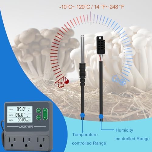 DIGITEN Temperature and Humidity Controller with Timer,3 Outlet Dual Probes - Image 5