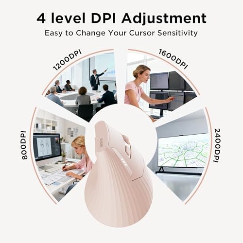 Uineer Ergonomic Vertical Mouse, 2.4G Wireless Mouse, Rechargeable, 4-DPI - Image 3