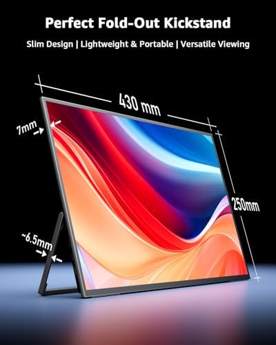 Yodoit Portable Monitor 19" 4K UHD QLED 144Hz 146% sRGB Travel Gaming Monitor Screen Display with USB Type C Port and Built-in Speakers Compatible with PC, Xbox Black - Image 6