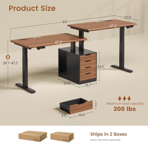 SEDETA Standing Two Person Desk with 4 Drawers, 2 Power Outlets, CPU Stand - Image 2