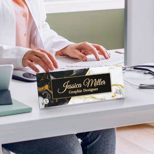 Personalized Acrylic Office Desk Name Plate with Standoff Barrels - Image 3