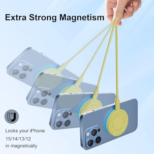 MagSafe Charger 2 Pack 15W Magnetic Wireless Charger Fast Charging Pad Compatible with iPhone 17/16/15/14/13/12 Series & AirPods 3/2/Pro Magnetic MagSafe Charging Pad with Dual Ports-Yellow - Image 5