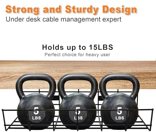 Under Desk Cable Management- 1 Pack Cord Organizer. Metal Wire Cable Management Tray for Office, Studio and Home. Super Sturdy Under Table Cable Raceways Management - Black Cable Organizer - Image 3