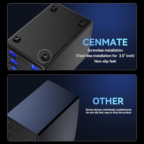 CENMATE Aluminum 4 Bay Hard Drive Enclosure with Cooling Fan for 2.5“/3.5" SATA HDD/SSD with USB A/C 3.0, Support Hot Swappable, Tool-Free HDD Enclosure, DAS(NO RAID/NAS) - Image 5