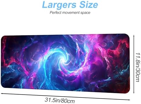 Galaxy Swirl Mouse Pad XXL – Large Extended Desk Mat with Blue & Pink Energy Nebula, Cosmic Gaming Mousepad with Non-Slip Base for PC, Office, Streamers,31.5 x 11.8 in - Image 2