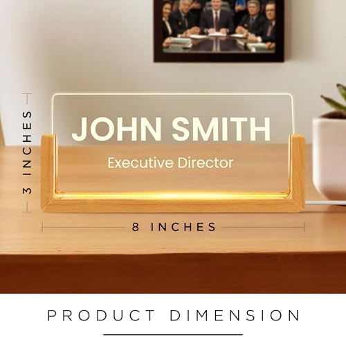 Personalized Light Up Desk Name Plate, Custom LED Acrylic Name Plate for Office, Appreciation Gifts for Boss Coworker Employee Teacher, Office Desk Decor for Women Men - No Line 1,3x8", Acrylic, Made in USA by My Sign Center - Image 5