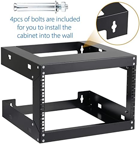 6U Wall Mount Rack Open Frame 19 Inch Server Equipment Network Cabinet 18 inches Depth Black by Tedgetal - Image 5
