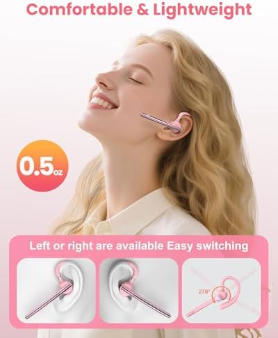 New Bee Bluetooth Headset V5.1 72H Talk Time Dual Mic with Mute Button for Business, Wireless Hand-Free Bluetooth Earpiece with 500mAh Charging Case for Cell Phone Calls Trucker Driver Laptop - Image 4