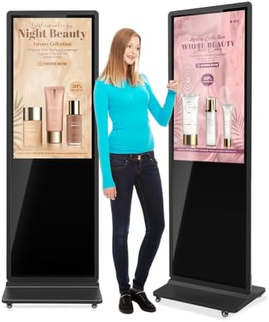 MWE 43 Inch 4K Touchscreen Kiosk, Indoor Floor Standing Digital Signage Displays, Advertising Display LCD Totem, Interactive Display Poster Android System with Auto Media Player by QIXZOCV