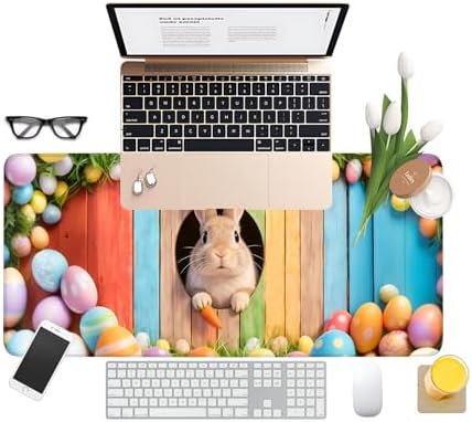 Easter Rabbit Gaming Mouse Pad 31.5"x11.8" Large Extended Pad Desk Mat Anti-Slip Rubber Base & Durable Stitched Edges for Gamers Smooth Mouse Pad Writing Surface for Desk Office/Home - Image 3