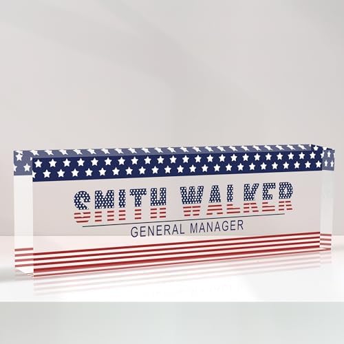Name Plate for Desk-Personalized Name Plates for Desk-Name Plate Personalized for Office-Gifts for Teacher Boss Employee Appreciation Office Desk Decor (US FLAG 4) by AZUFEMOS