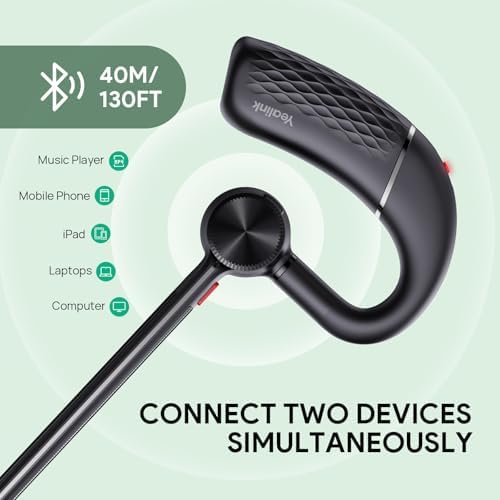 Yealink BH71 Pro Bluetooth Headset with USB-C/A Dongle, Teams Certified, Wireless Earpiece for Cell Phone,PC,Laptop,Noise Cancelling Microphone, Adjustable Ear Hook - Image 4