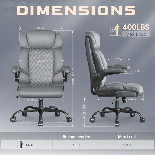 Office Chair, Executive High Back Big and Tall Office Chair,Gray - Image 2