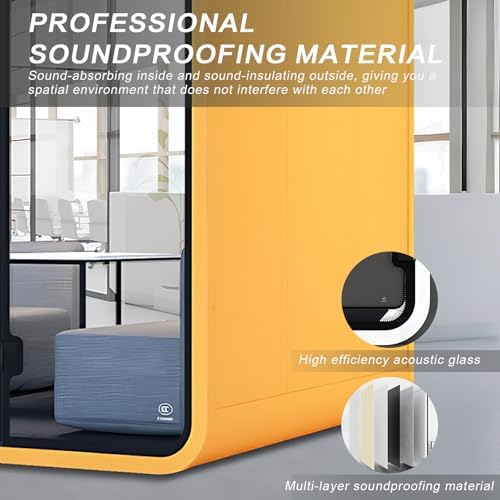 Modern Office Pod Booth 86IN (Honeycomb Aluminum Panel)(Reduce The Sound by 30-40 Decibels) Curved Corner Design,Central Lighting,for Meeting,Large Instrument Practice Room - Image 4