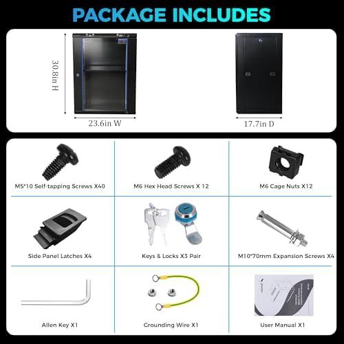 15U Wall Mount Rack, 450mm Deep Network Cabinet for Home Lab - Image 4
