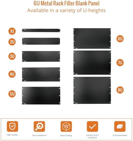 Tecmojo 6U Blank Panel,Rack Mount Plate for 19inch Server Rack,Network Rack,Enclosures and Cabinets,Solid,Black - Image 6