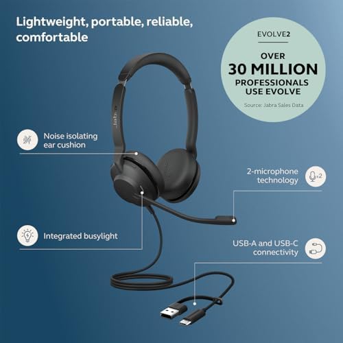 Jabra Evolve2 30 SE (2025 Version) Wired Dual-Ear USB Headset, Black - Image 3
