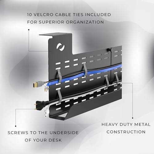 HumanCentric Under Desk Cable Management Tray & Cord Raceway, Black - Image 2