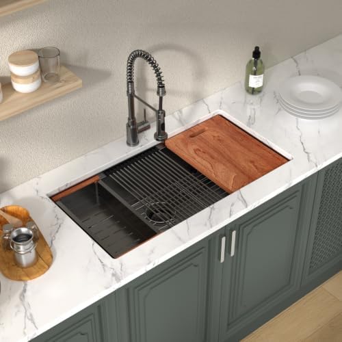 Lordear 36 Inch Black Undermount Kitchen Sink Workstation SUS304 16 Gauge - Image 2
