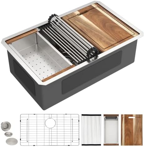 30"x19" Undermount Kitchen Sink Ledge Workstation by FULORNI