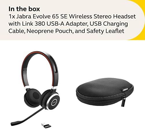 Jabra Evolve 65 SE Link380a MS Stereo- Bluetooth Headset with Noise-Cancelling Microphone, Long-Lasting Battery and Dual Connectivity - Works with All Other Platforms - Black - Image 7