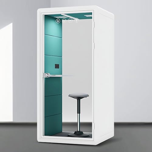 Office Sound Booth with Audio Privacy - Soundproof Proof Booth Includes Superimposed Interior Design,Sound Room Include Socket,Fans,Light&Small Table for Study (Blue, 42IN) by X-Comfot