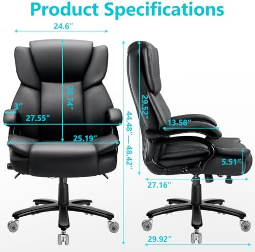 500LBS Big and Tall Office Chair, Heavy Duty Office Chair for Heavy People - Image 3